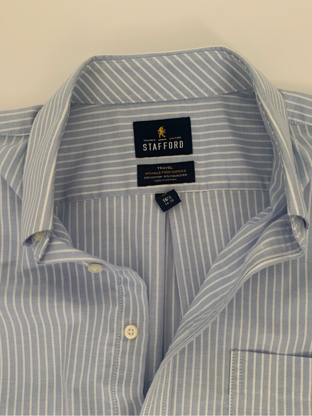 Stafford Light Blue and White Striped Dress Shirt